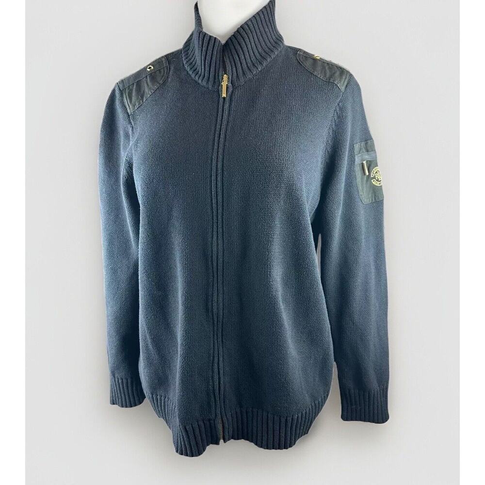 Ralph Lauren Full Zip Ribbed Knit Cardigan Sweater Pocket Arm Patch Plus Size 2X - Picture 2 of 13